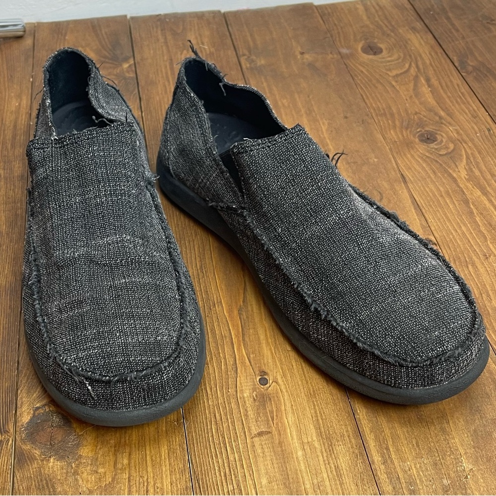 Crocs Mens Santa Cruz Slip on loafers in linen black size 8